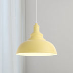 1 Bulb Bowl Hanging Fixture Industrial Stylish Pink/Yellow Metal Pendant Lamp for Living Room