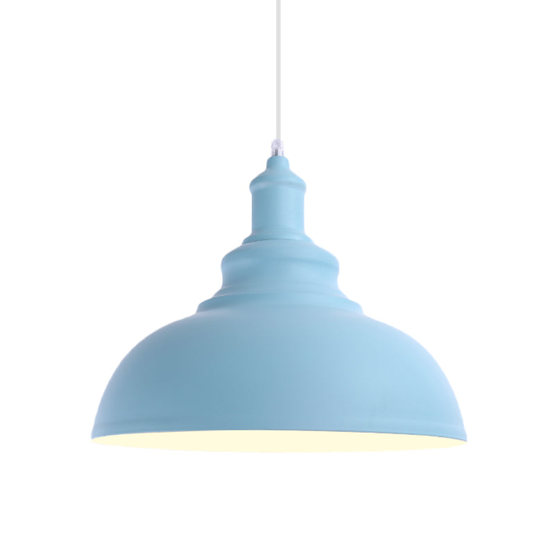 1 Bulb Bowl Hanging Fixture Industrial Stylish Pink/Yellow Metal Pendant Lamp for Living Room