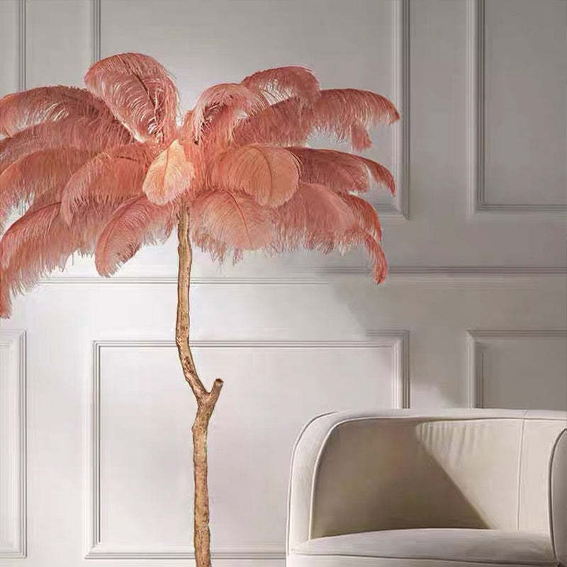 Luxury Feather/Colored Metal Floor Lamp