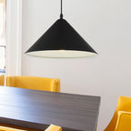 Nordic Cone Hanging Lamp Metal 1 Light Black/White/Red Pendant Light Fixture for Dining Room, 12.5"/16.5" Wide