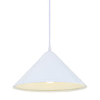 Nordic Cone Hanging Lamp Metal 1 Light Black/White/Red Pendant Light Fixture for Dining Room, 12.5"/16.5" Wide