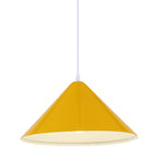 Nordic Cone Hanging Lamp Metal 1 Light Black/White/Red Pendant Light Fixture for Dining Room, 12.5"/16.5" Wide