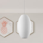 Cigar Suspension Pendant Contemporary Fabric 1 Light White Hanging Ceiling Light, 6.5"/12"/14" Wide