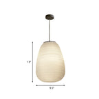 Cocoon Pendant Ceiling Light Post Modern Ribbed Glass 1 Light White Hanging Light