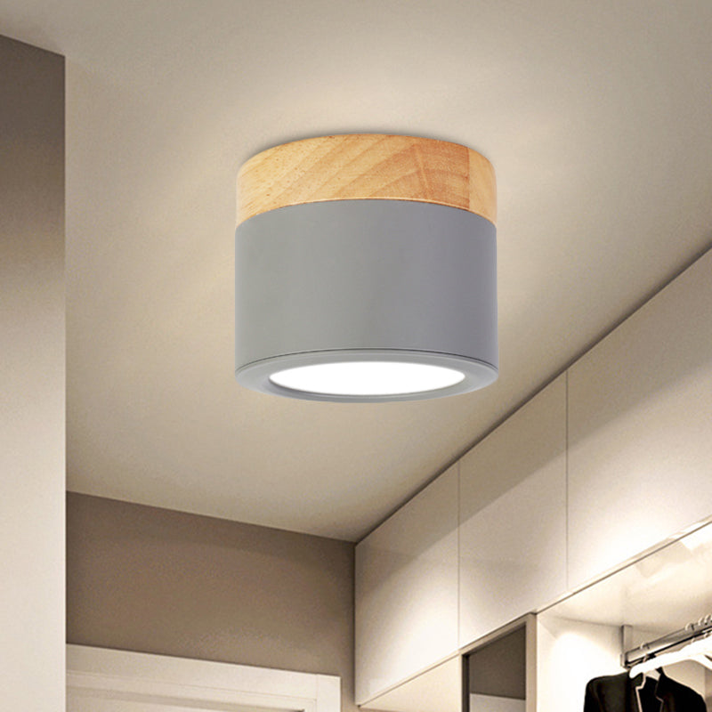 Bathroom Hallway Round Flush Mount Light Acrylic Macaron Loft Small Green/Grey/White Ceiling Lamp