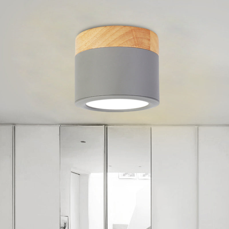 Bathroom Hallway Round Flush Mount Light Acrylic Macaron Loft Small Green/Grey/White Ceiling Lamp