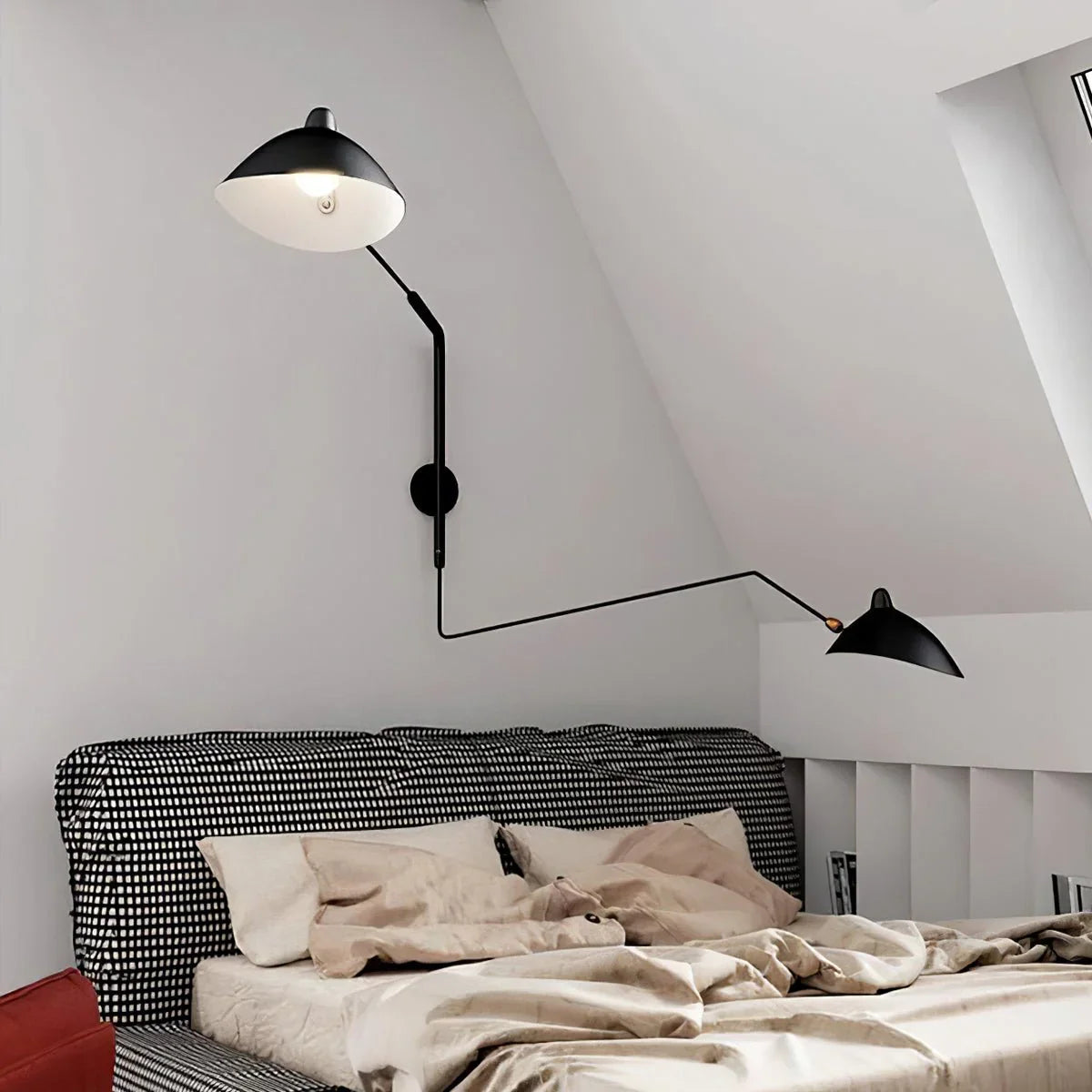 Designer wall lamp with double arm – adjustable wall light for living room, office, or bedroom