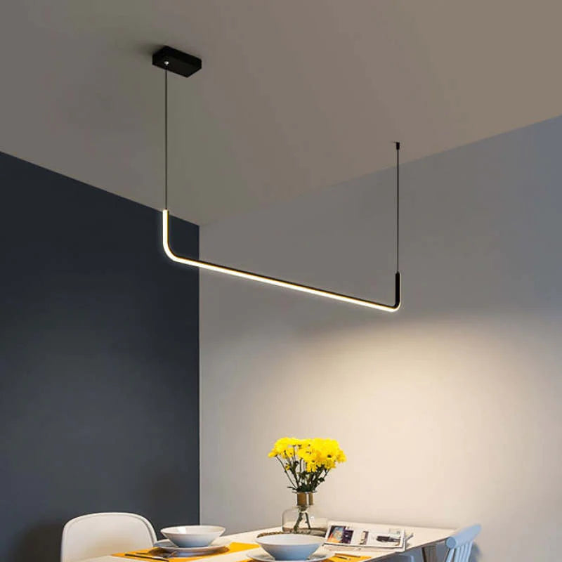Clen Minimalist Linear Suspension Gold/Black. Living Room