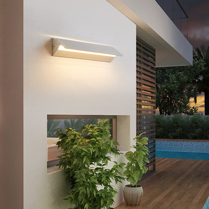 Modern Rectangular Wall Sconce, Metal, White, Garden