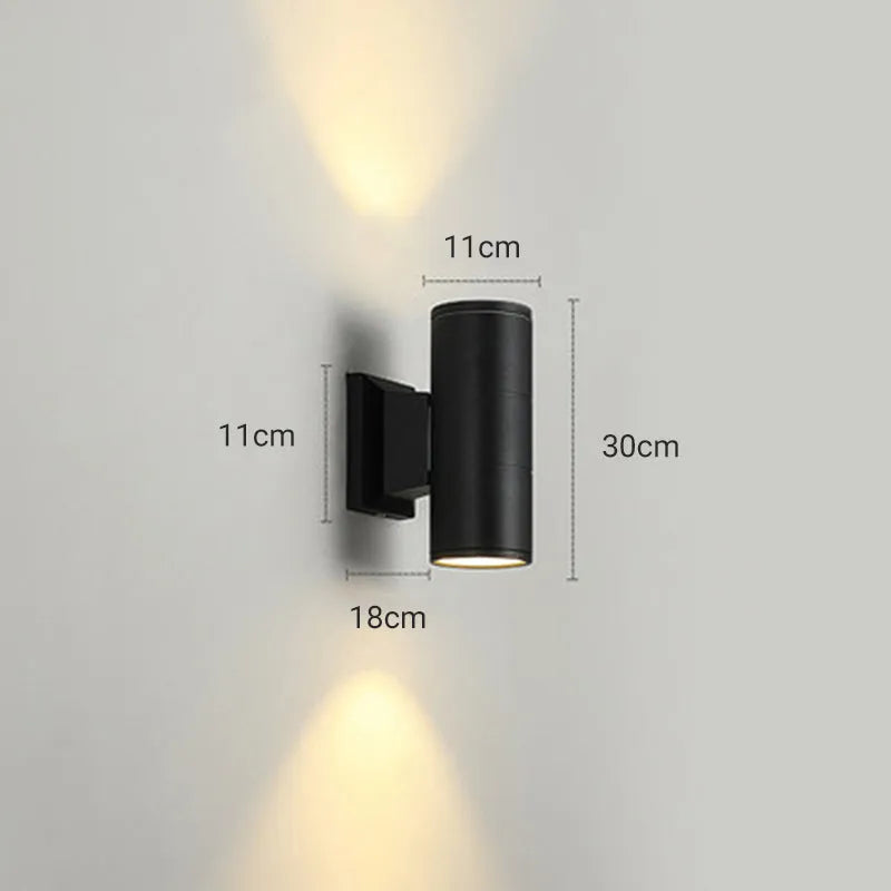 Kren Minimalist Metal Double-headed Outdoor Wall Lamp, Black