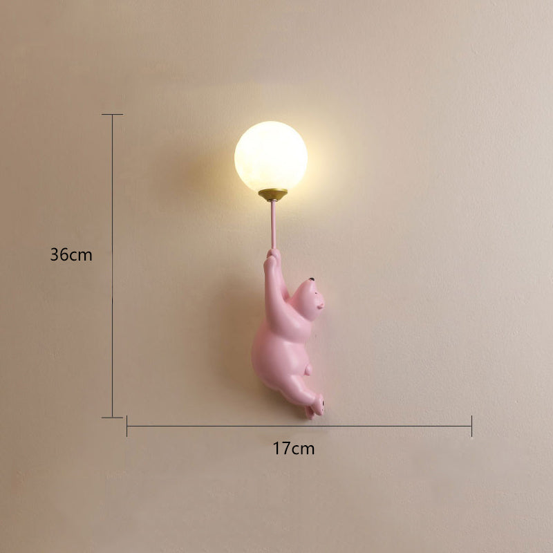 Bear Balloon Wall Sconce Modern Animal Bear Balloon. White/Blue/Pink. Living Room