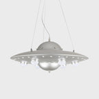 Nordic Flying Saucer Chandelier Light Metallic Child Bedroom LED Pendant Lamp Fixture in Grey/Pink/Blue