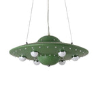 Nordic Flying Saucer Chandelier Light Metallic Child Bedroom LED Pendant Lamp Fixture in Grey/Pink/Blue