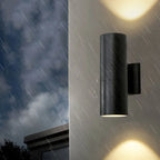 Kren Minimalist Metal Double-headed Outdoor Wall Lamp, Black