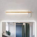 Wood Slim Linear Vanity Light Fixture Minimalism 16"/19.5"/23.5" Long LED Beige Wall Sconce Lamp for Bathroom