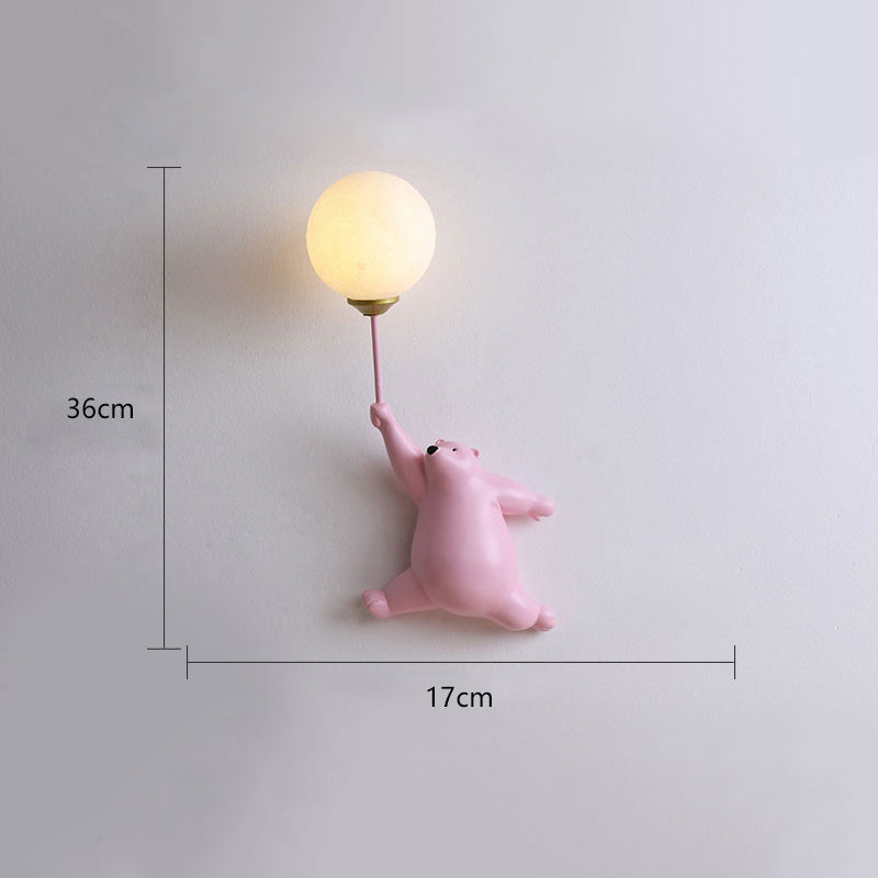 Bear Balloon Wall Sconce Modern Animal Bear Balloon. White/Blue/Pink. Living Room