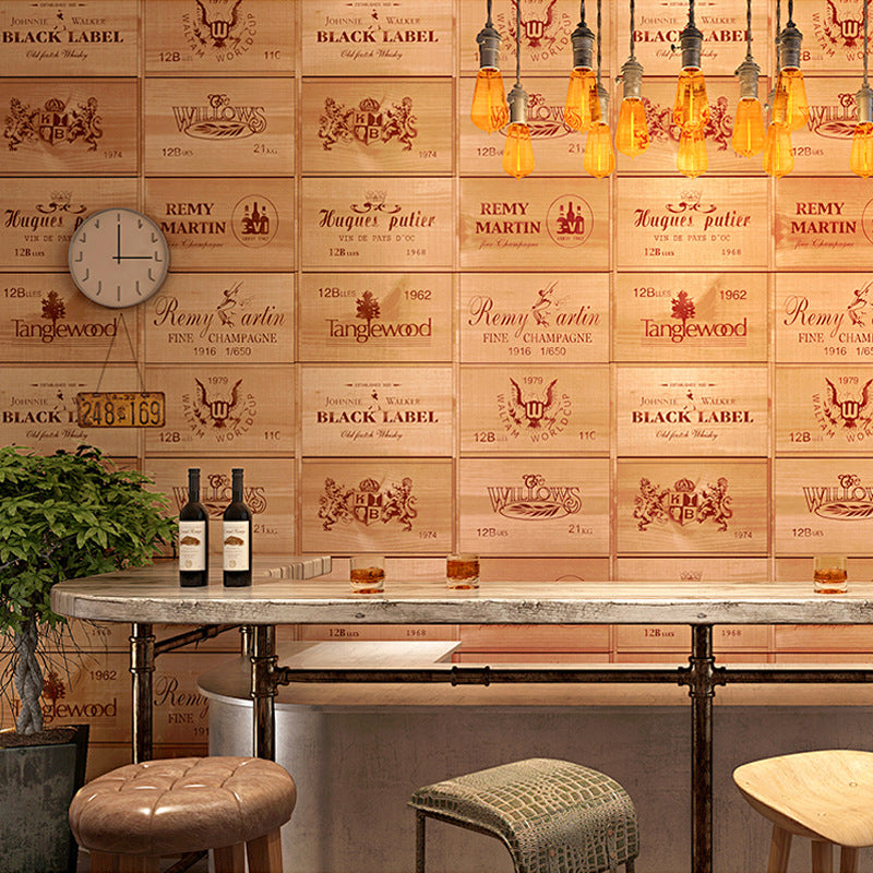 3D Print Woods Wallpaper Vintage Wine Barrels Non-Pasted Wall Decor, 20.5" by 31', Red and Brown