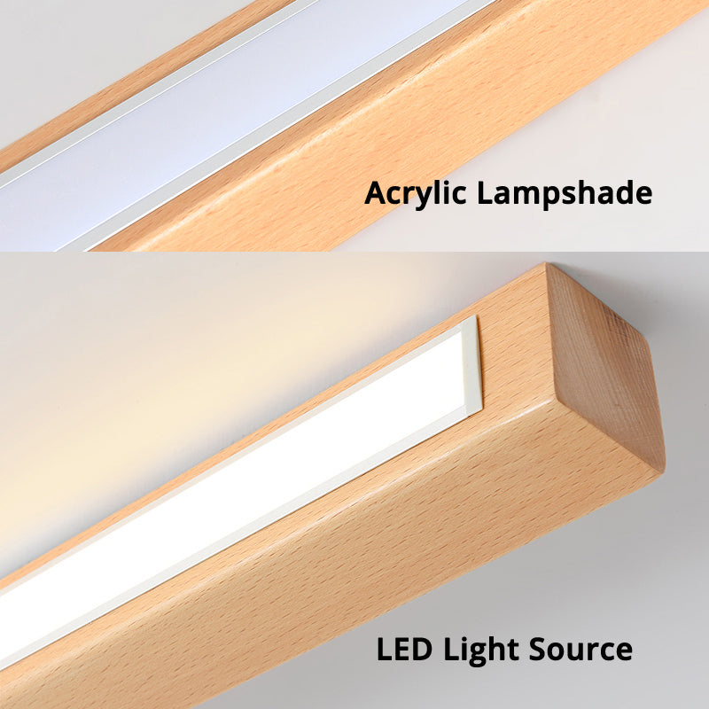 Arisha Modern Linear LED Ceiling Light Wood Bedroom/Living Room
