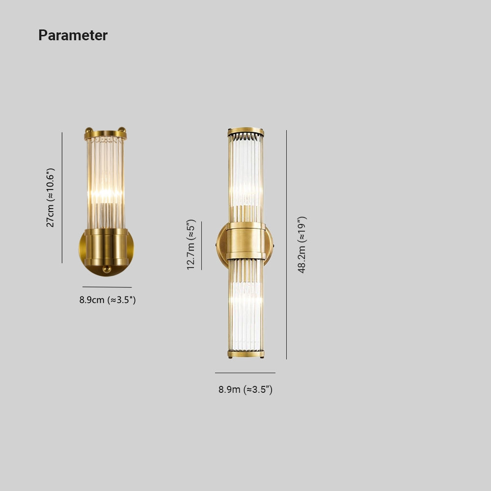Kristy American Cylindrical Elegant Gold Glass/Metal Vanity Wall Lamp
