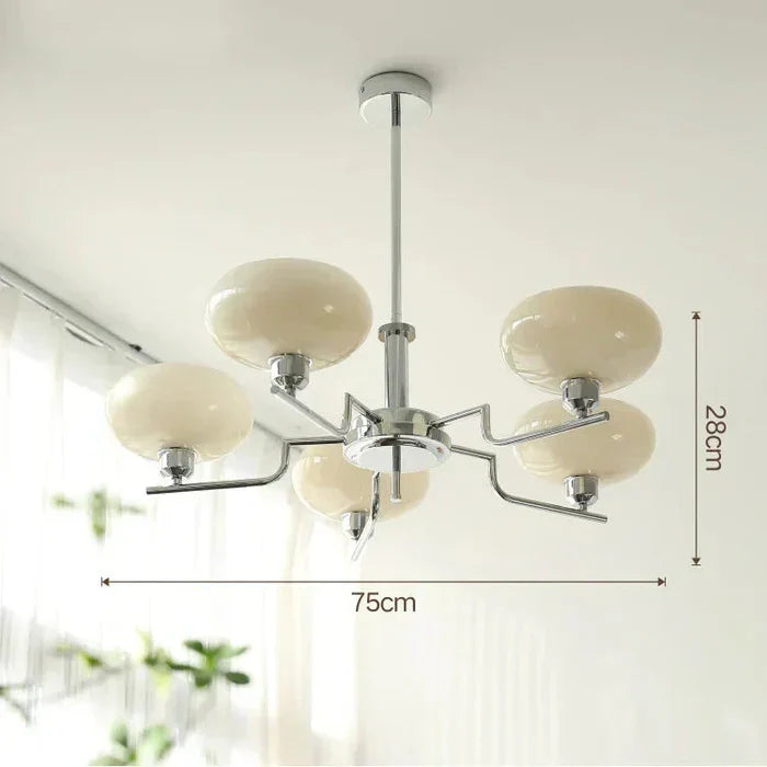 Modern Chandelier with Opal Glass Shades – Elegant Ceiling Lamp