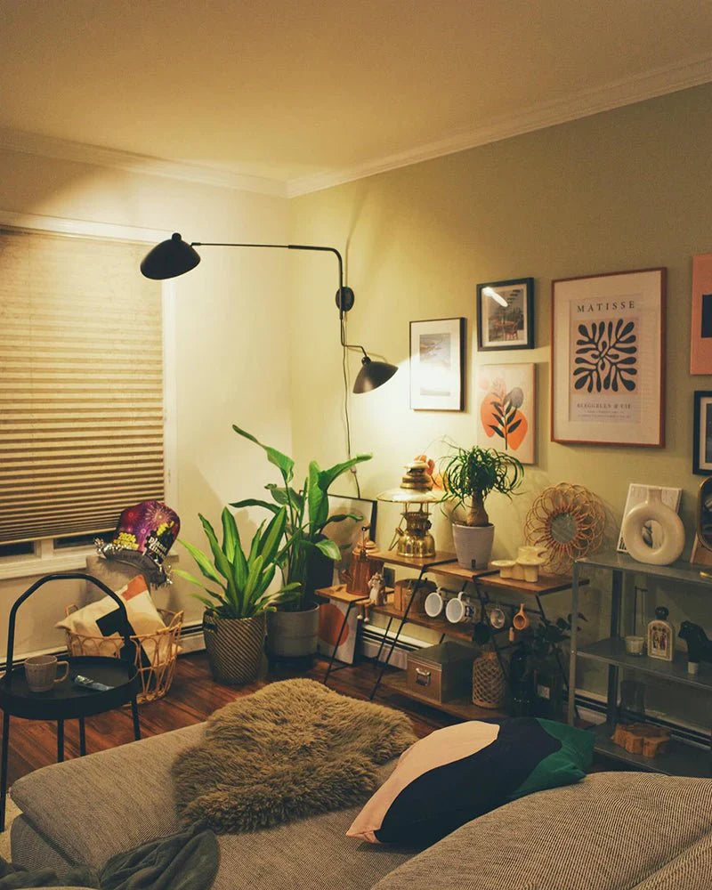Designer wall lamp with double arm – adjustable wall light for living room, office, or bedroom