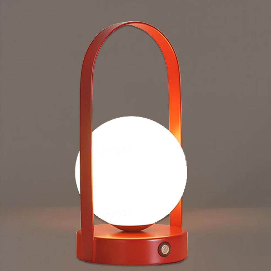 Modern Metal and Glass Globe LED Rechargeable Table Lamp 1-Light