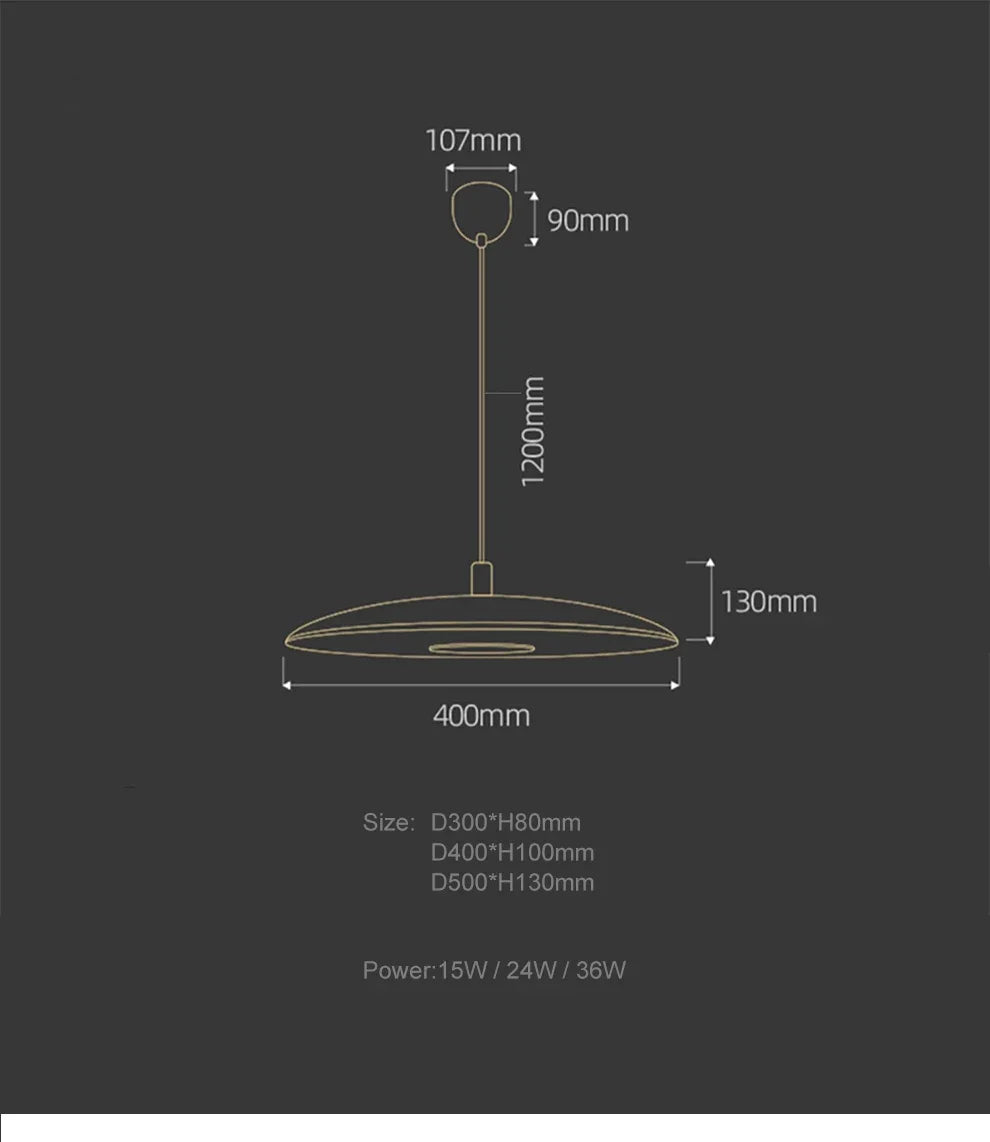Slim Metal LED Pendant Lamp – Modern Ceiling Light in Plate Shape
