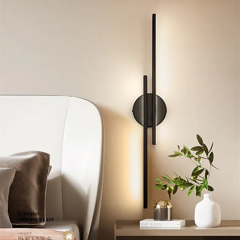 Arisha Modern LED Wall Light, Twin Linear, Black/White, Metal, Bedroom