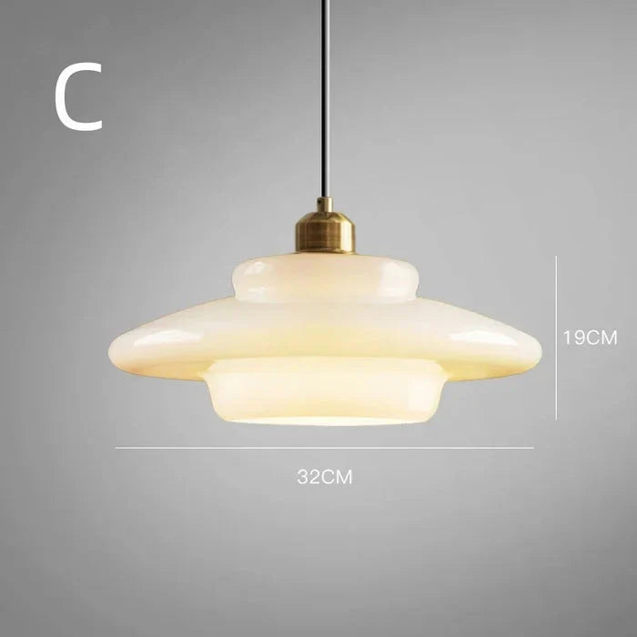 Hanging Ceiling Lamp with Milk White Glass