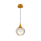 Orb/Teardrop/Arc Shape Pendulum Light Minimalist Clear Crystal Glass LED Gold Hanging Ceiling Lamp
