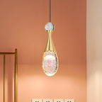 Orb/Teardrop/Arc Shape Pendulum Light Minimalist Clear Crystal Glass LED Gold Hanging Ceiling Lamp
