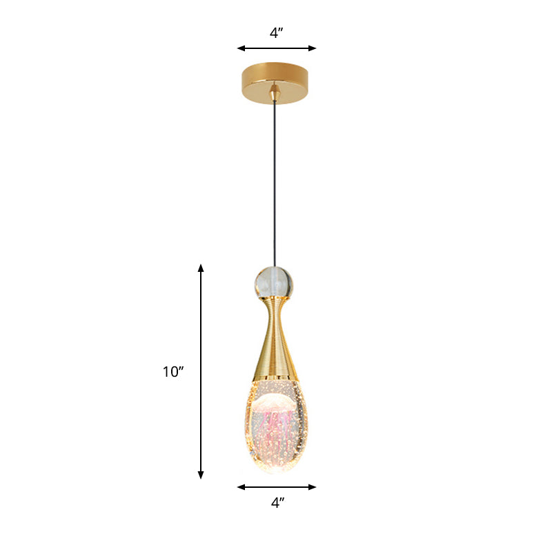 Orb/Teardrop/Arc Shape Pendulum Light Minimalist Clear Crystal Glass LED Gold Hanging Ceiling Lamp