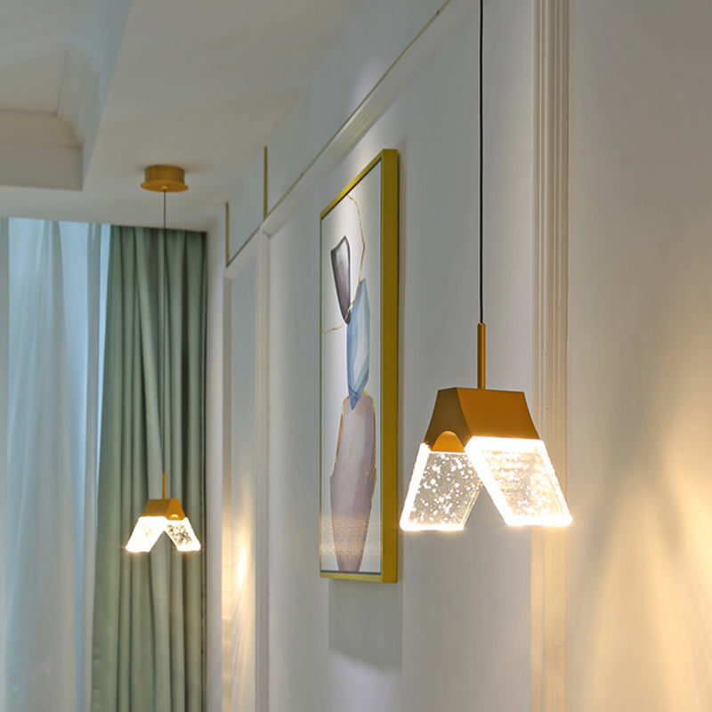 Orb/Teardrop/Arc Shape Pendulum Light Minimalist Clear Crystal Glass LED Gold Hanging Ceiling Lamp