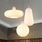 Global/Gourd/Ellipse Pendant Light Contemporary Smoky/Amber/White Glass 1 Light Dining Room Hanging Ceiling Lamp