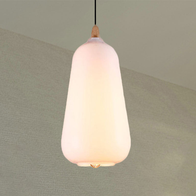 Global/Gourd/Ellipse Pendant Light Contemporary Smoky/Amber/White Glass 1 Light Dining Room Hanging Ceiling Lamp