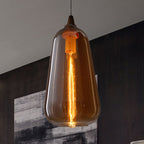 Global/Gourd/Ellipse Pendant Light Contemporary Smoky/Amber/White Glass 1 Light Dining Room Hanging Ceiling Lamp