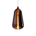 Global/Gourd/Ellipse Pendant Light Contemporary Smoky/Amber/White Glass 1 Light Dining Room Hanging Ceiling Lamp
