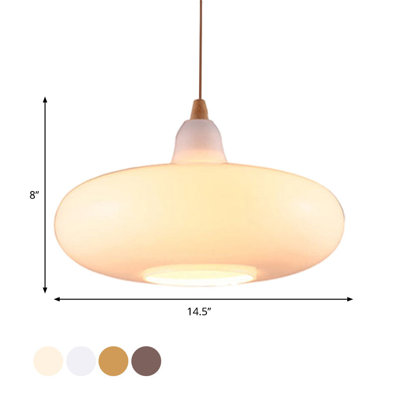 Global/Gourd/Ellipse Pendant Light Contemporary Smoky/Amber/White Glass 1 Light Dining Room Hanging Ceiling Lamp
