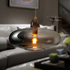 Global/Gourd/Ellipse Pendant Light Contemporary Smoky/Amber/White Glass 1 Light Dining Room Hanging Ceiling Lamp