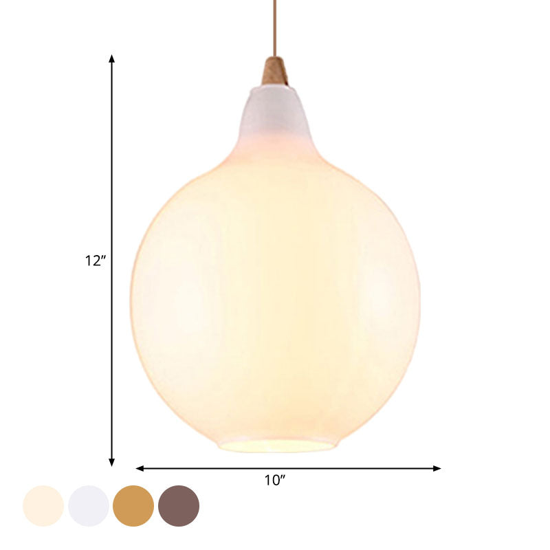 Global/Gourd/Ellipse Pendant Light Contemporary Smoky/Amber/White Glass 1 Light Dining Room Hanging Ceiling Lamp
