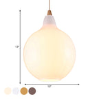 Global/Gourd/Ellipse Pendant Light Contemporary Smoky/Amber/White Glass 1 Light Dining Room Hanging Ceiling Lamp