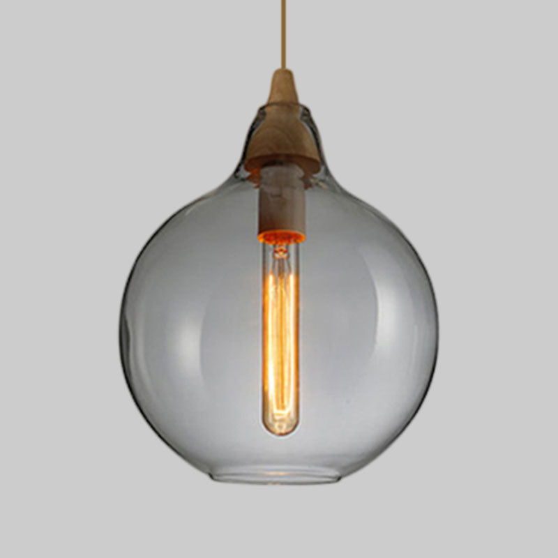 Global/Gourd/Ellipse Pendant Light Contemporary Smoky/Amber/White Glass 1 Light Dining Room Hanging Ceiling Lamp