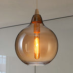 Global/Gourd/Ellipse Pendant Light Contemporary Smoky/Amber/White Glass 1 Light Dining Room Hanging Ceiling Lamp