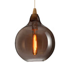 Global/Gourd/Ellipse Pendant Light Contemporary Smoky/Amber/White Glass 1 Light Dining Room Hanging Ceiling Lamp