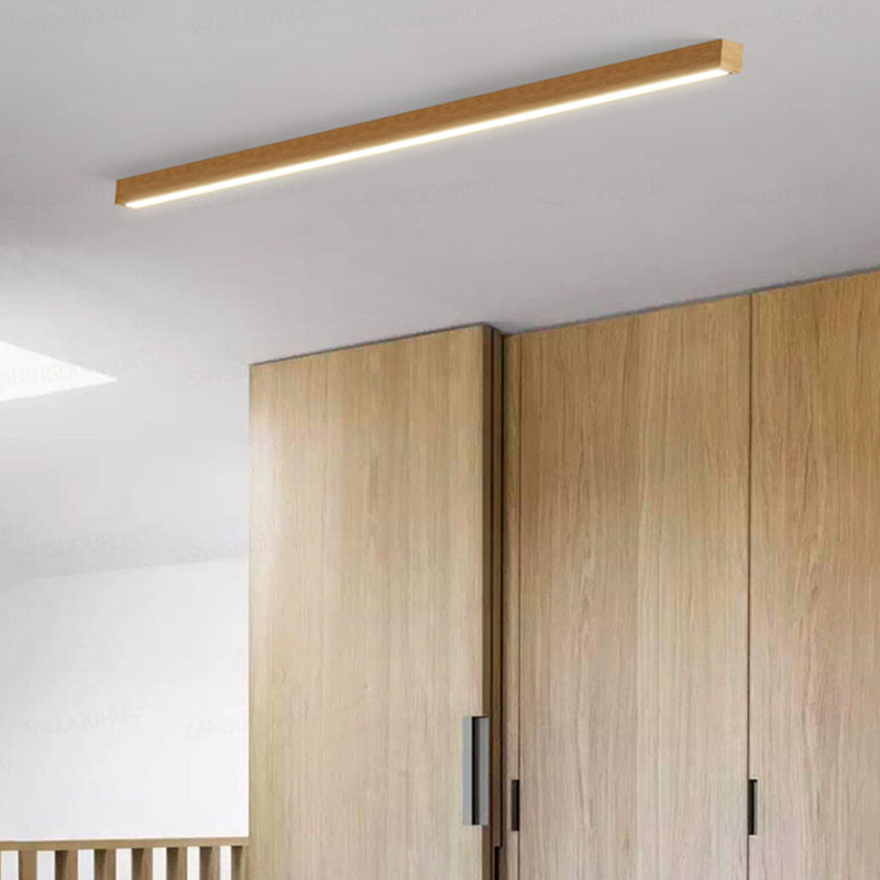 Arisha Linear Slim Ceiling Light, Wood