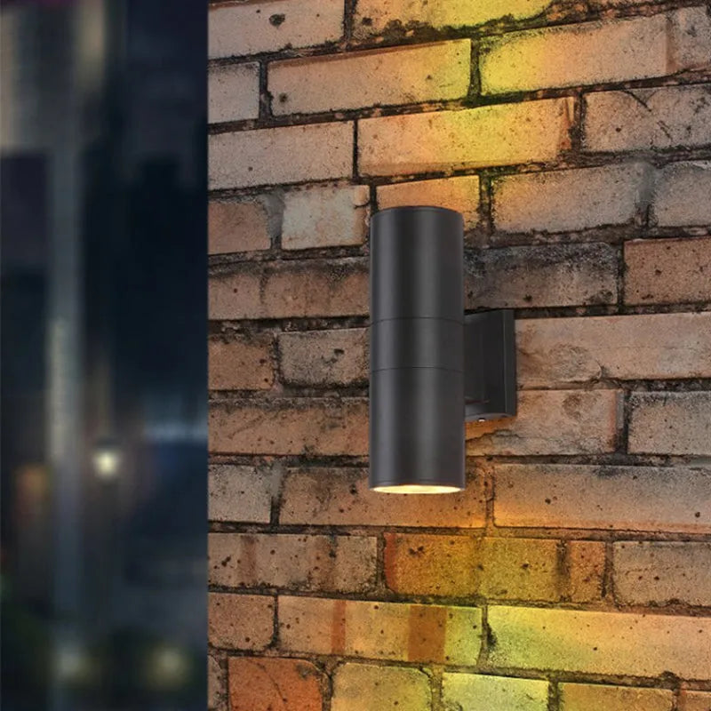 Kren Minimalist Metal Double-headed Outdoor Wall Lamp, Black