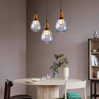 Arisha Vintage LED Suspension Amber Glass Wood Bedroom