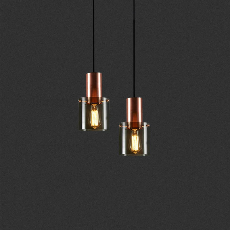 Modern Pendant Lamp with Glass Shade and Metal Accent – Industrial Elegance
