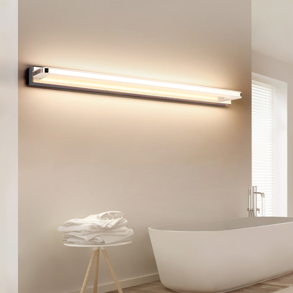 Arisha Nordic Linear Metal Mirror Front Wall Lamp, Chrome/Black