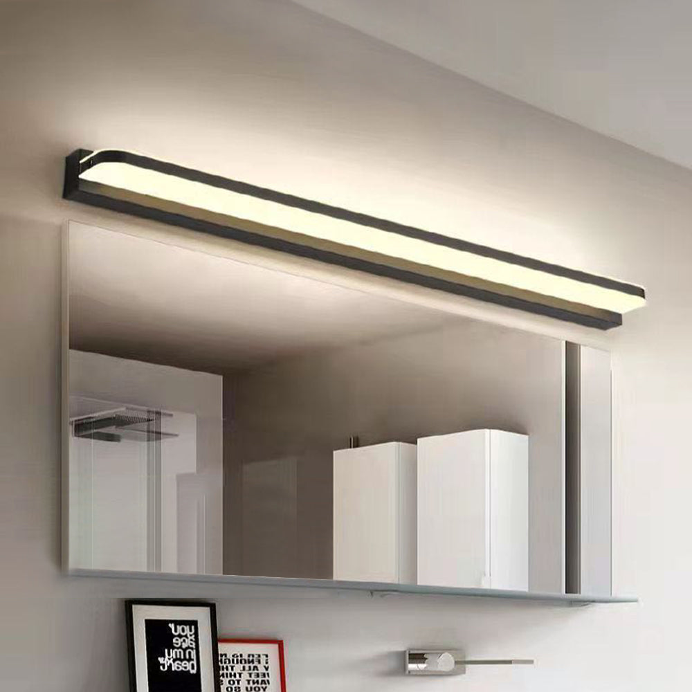 Arisha Nordic Linear Metal Mirror Front Wall Lamp, Chrome/Black